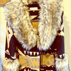 Tasha Polizzi Aztec Long Blanket Coat